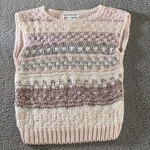 Vntg 80s Currant by Jeri Jo Sweater‎ Vest Top Hand Loomed S Cottage Grandma Core